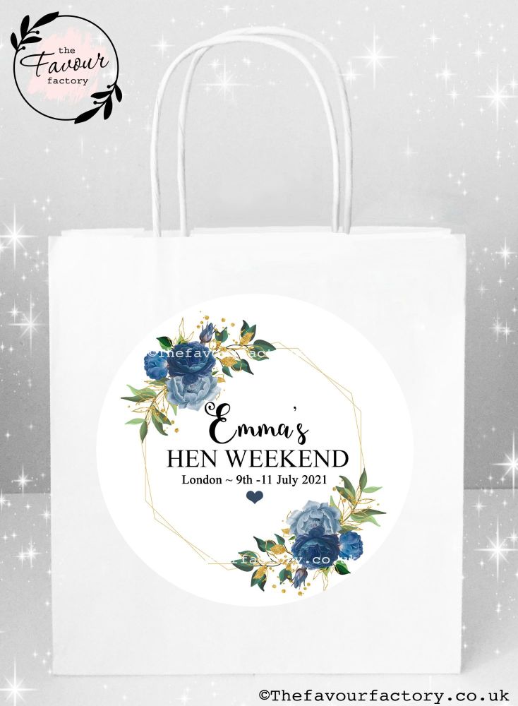 Hen Party Bags | Navy Floral Geometric Frame x1
