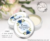 Hen Party Lip Balm Favours | Navy Floral Gold Frame x1