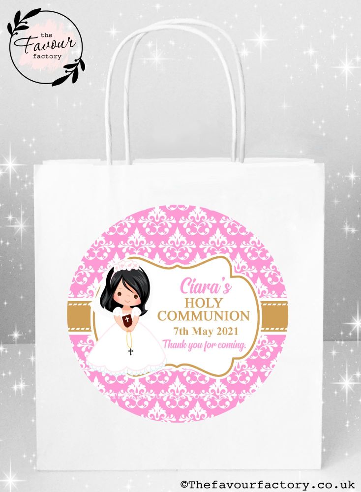 Holy Communion Party Bags Black Hair Girl x1