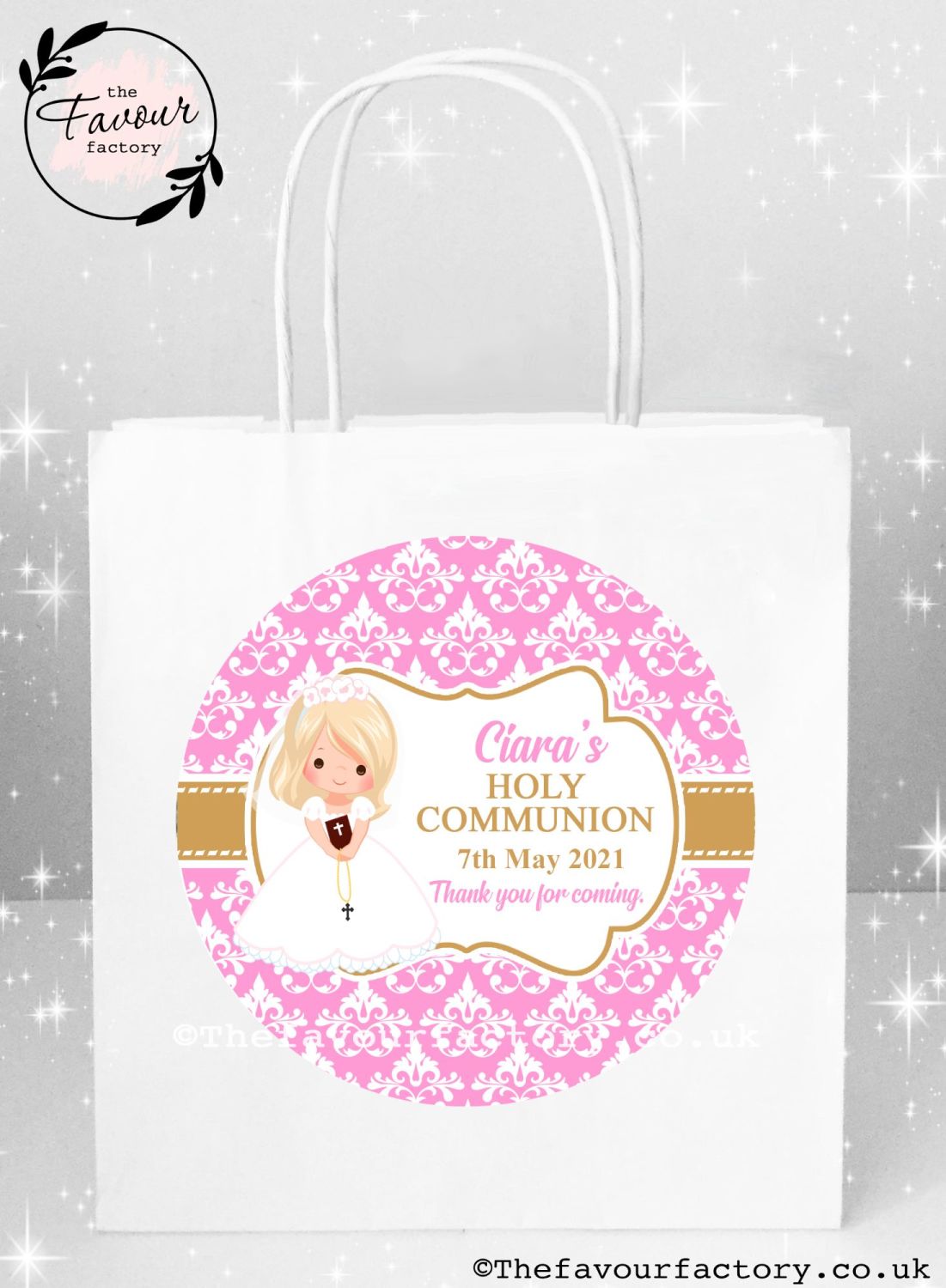 Holy Communion Party Bags Blonde Hair Girl x1