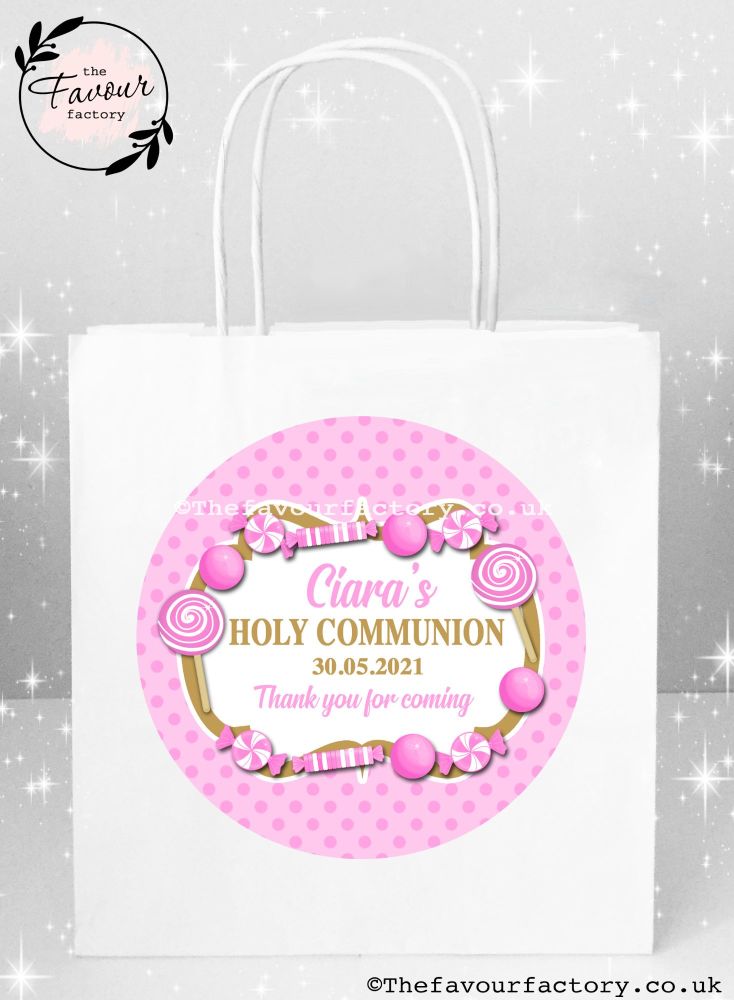 Holy Communion Party Bags Pink Sweet Shop Theme x1