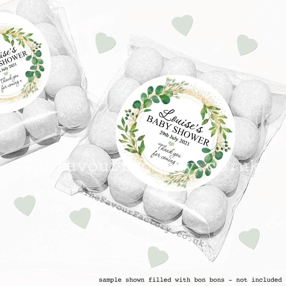 Baby Shower Favours Sweet Bag Kits | Botanical Gold Dust x12