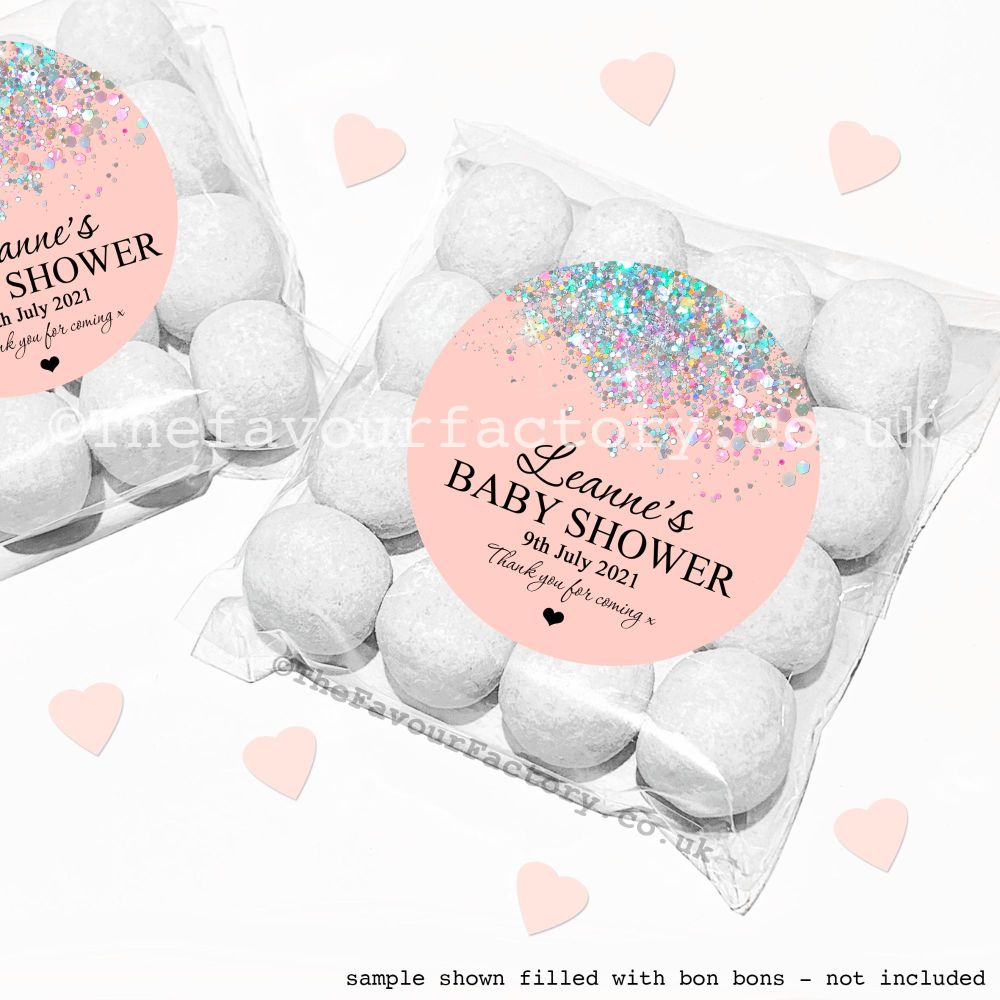 Baby Shower Favours Sweet Bag Kits | Rose Gold Glitter Confetti x12