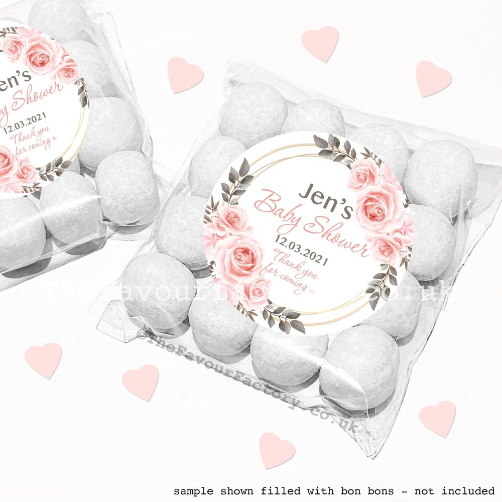 Baby Shower Favours Sweet Bag Kits | Blush Roses x12