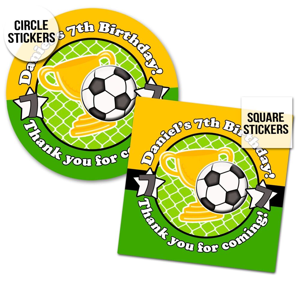 Football Birthday Party Personalised Stickers