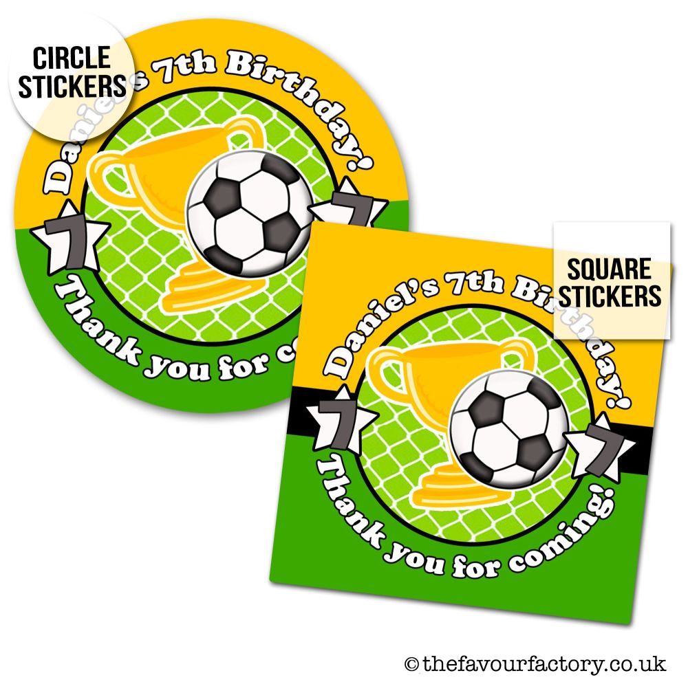 Football Birthday Stickers x1 A4 Sheet