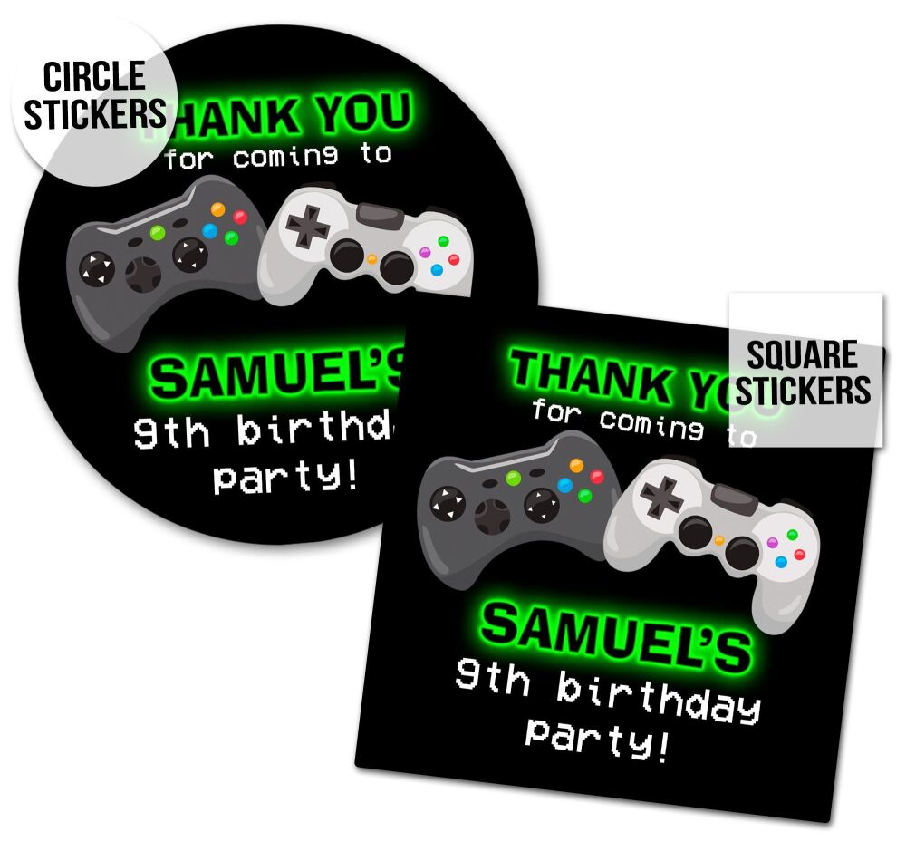 Birthday Stickers Trampoline Gaming Theme x1 A4 Sheet