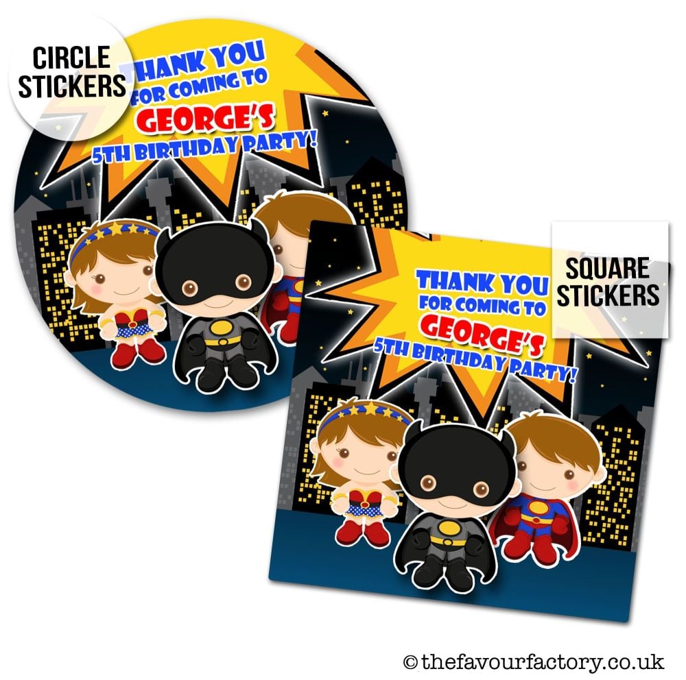 Birthday Stickers Little Superheroes x1 A4 Sheet