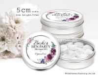 Hen Party Favour Tins | Mauve & Plum Watercolour Floral x1