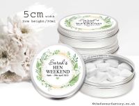 Hen Party Favour Tins | White Floral Botanical Gold Dust x1