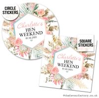 Hen Party Stickers | Boho Floral Pampas Frame - A4 Sheet x1