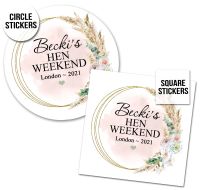 Hen Party Stickers Natural Pampas Watercolour Frame