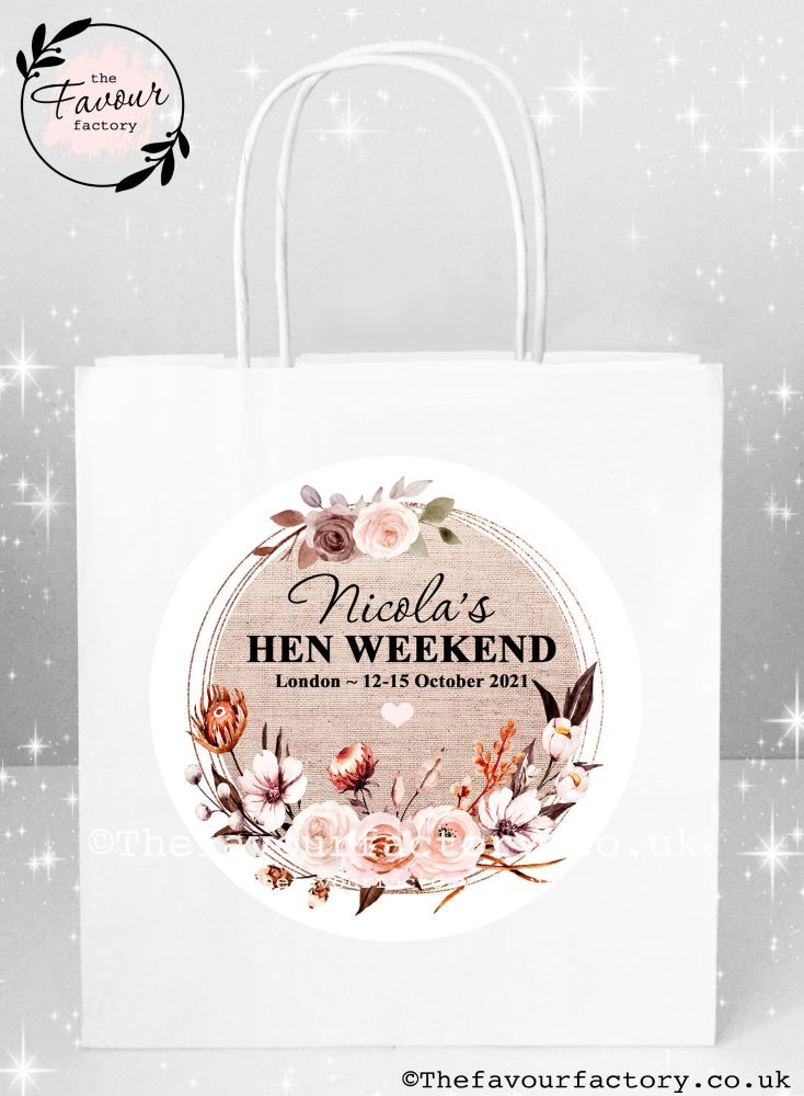 Hen Party Bags | Autumn Florals Burlap Frame x1