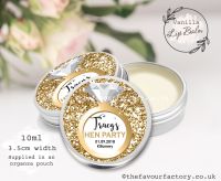 Hen Party Lip Balm Favours | Gold Glitter Engagement Ring x1