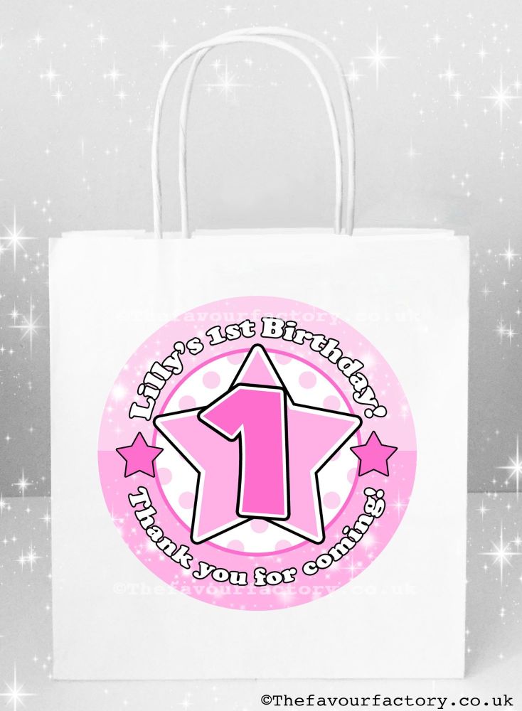 Birthday Party Bags Pink Age Star x1