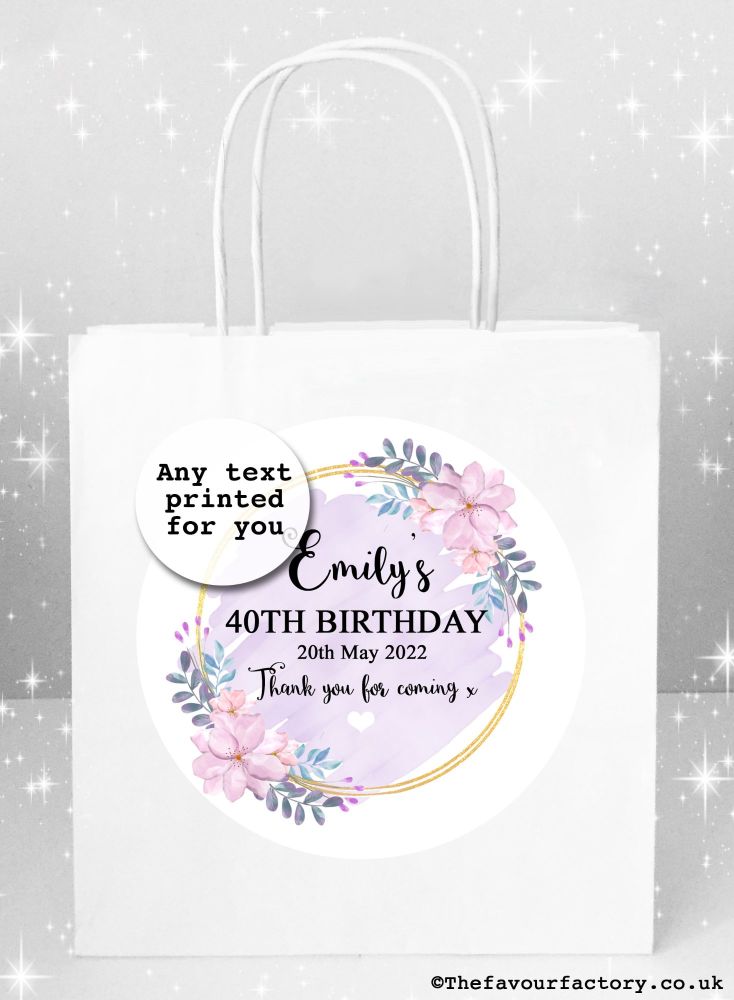 Birthday Party Bags Lilac Floral Frame x1