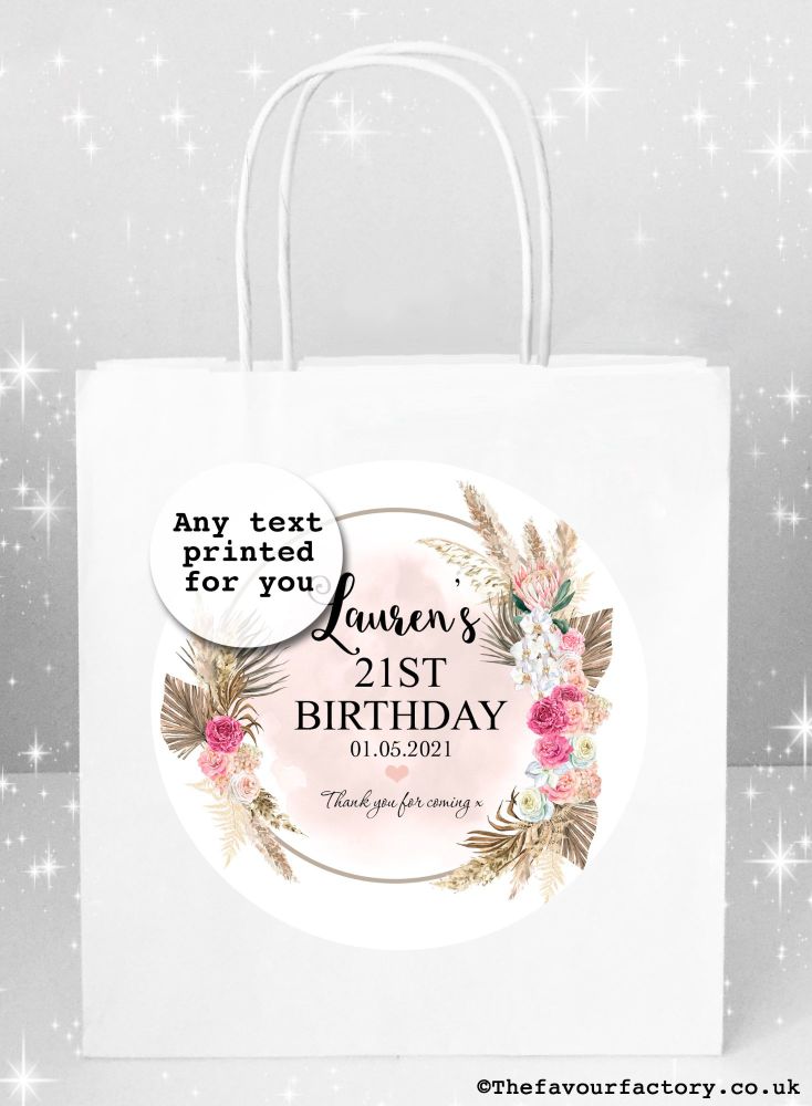 Birthday Party Bags Floral Pampas Frame x1