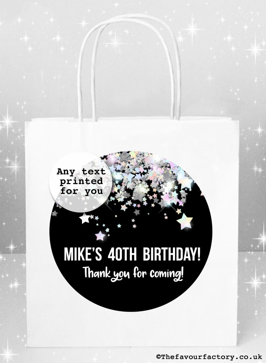 Birthday Party Bags Black And Silver Stars Confetti x1