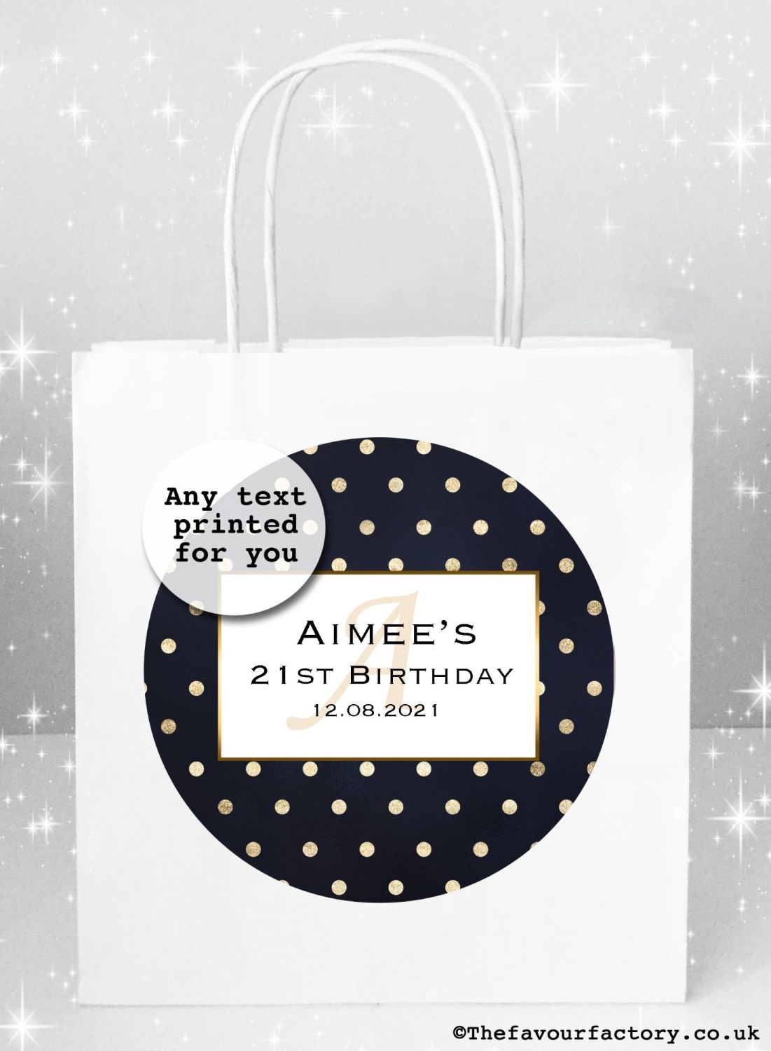 Birthday Party Bags Black And Gold Polka Dots x1