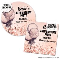 Birthday Stickers Rose Gold Confetti Balloons - A4 Sheet x1