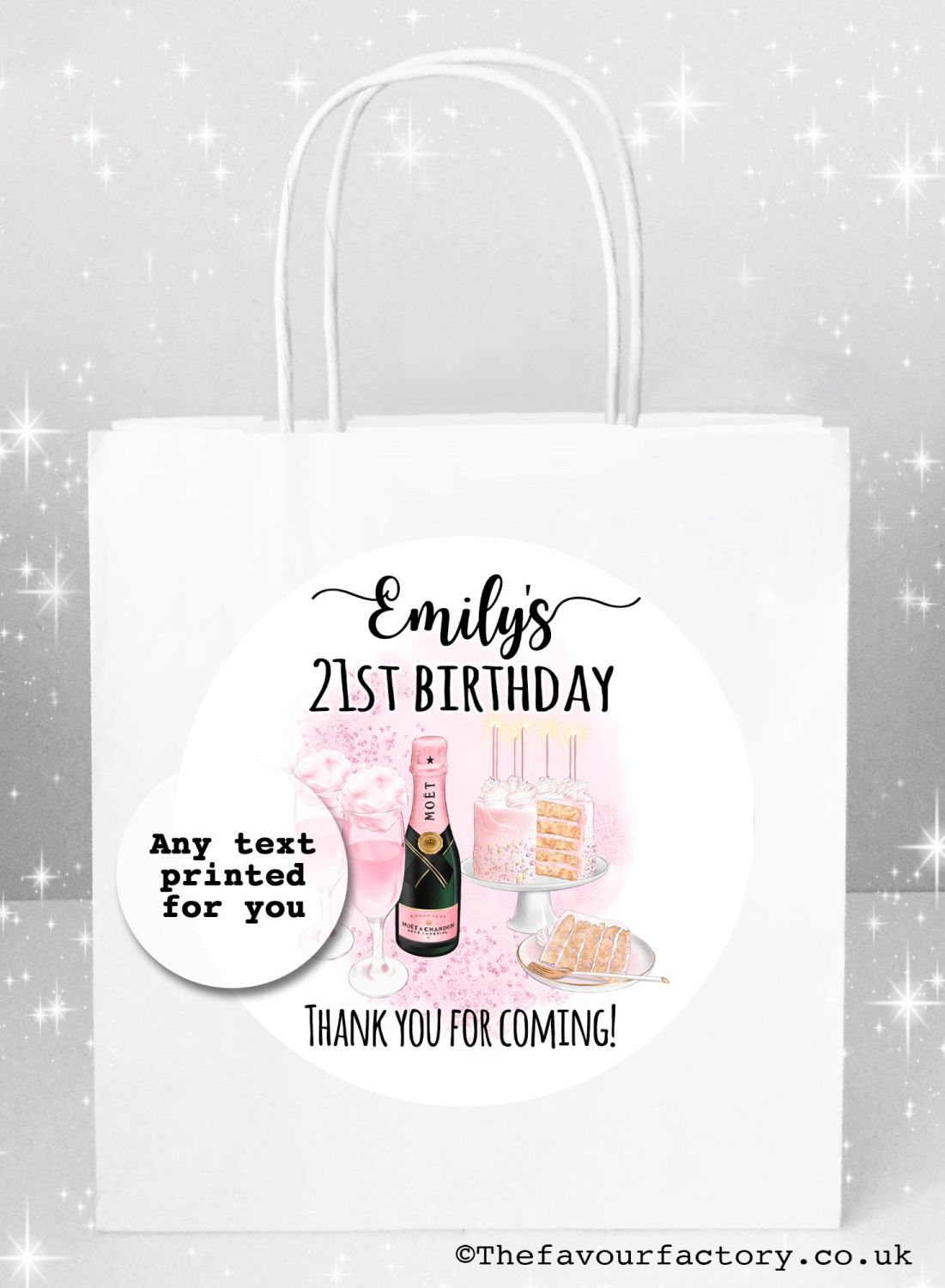 Birthday Party Bags Pink Champagne And Cake x1