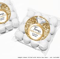 Personalised Hen Party Sweet Bag Kits | Gold Glitter Engagement Ring x12