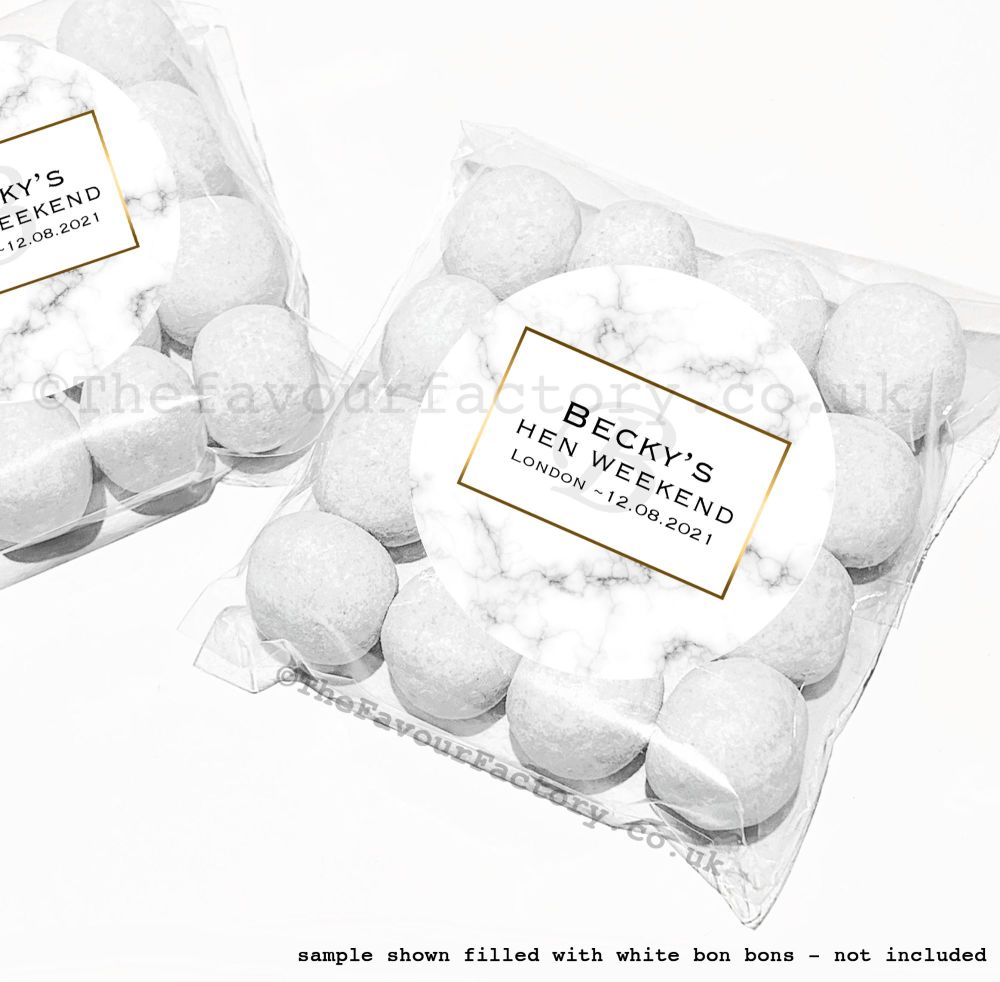 Personalised Hen Party Sweet Bag Kits | Modern Marble x12