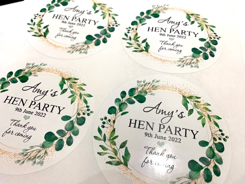 Botanicals Gold Dust Hen Party Personalised Stickers 