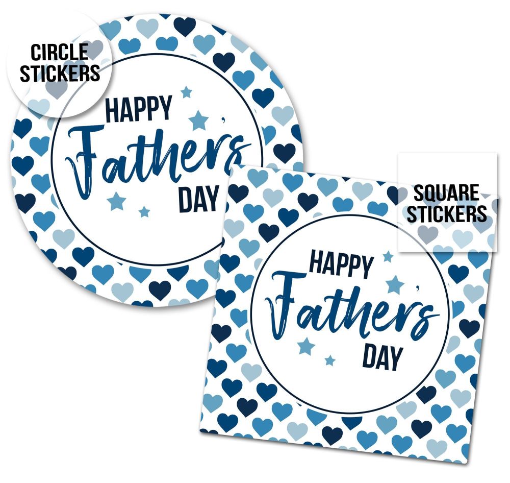 Father's Day Stickers Polka Dot Hearts  - A4 Sheet x1