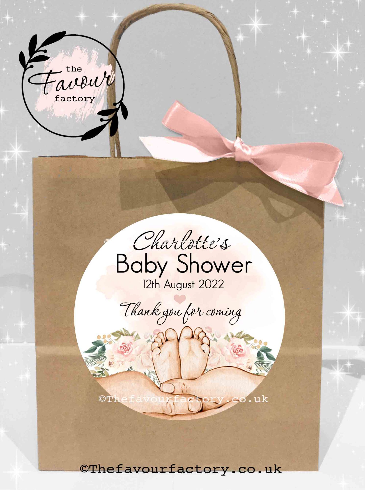 baby feet in hand party bags