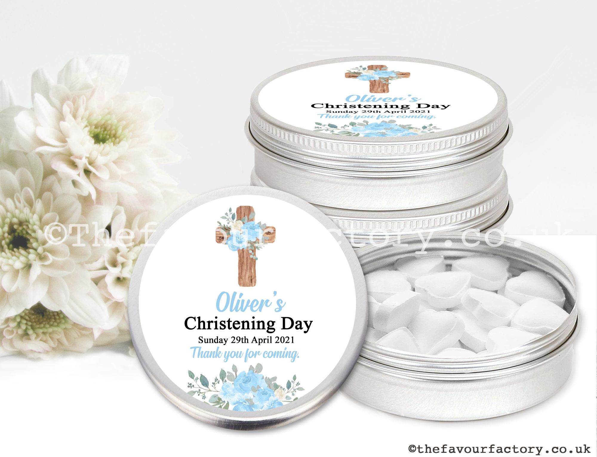 Personalised Christening Favours Mint Tins