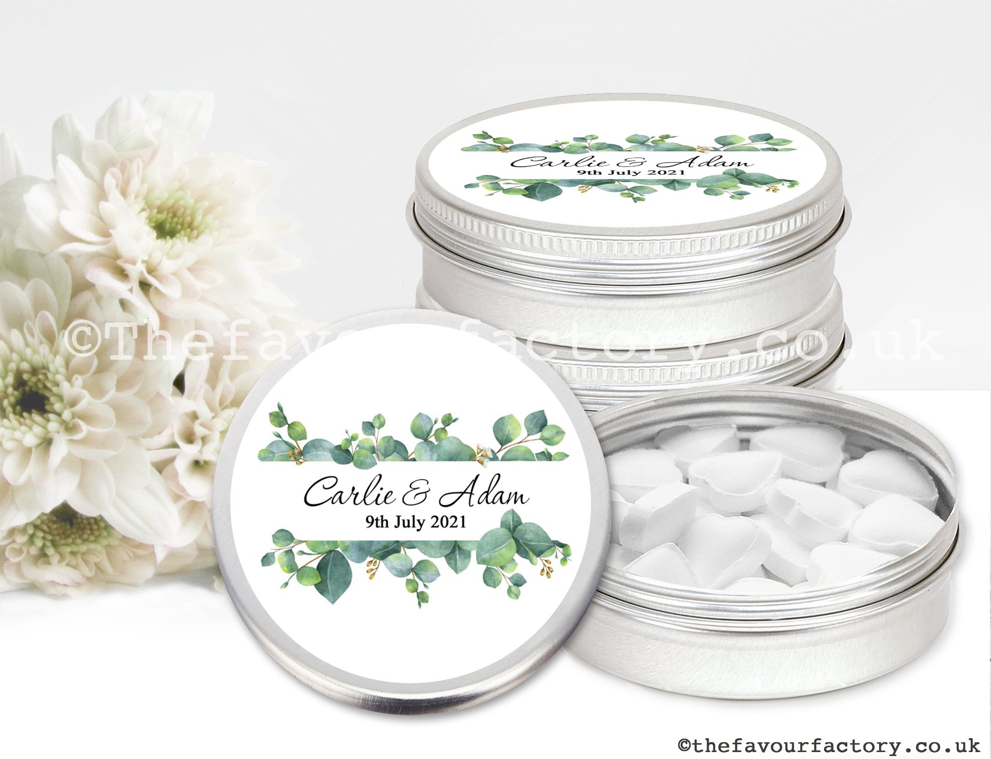 Personalised Wedding Favours Mint Tins