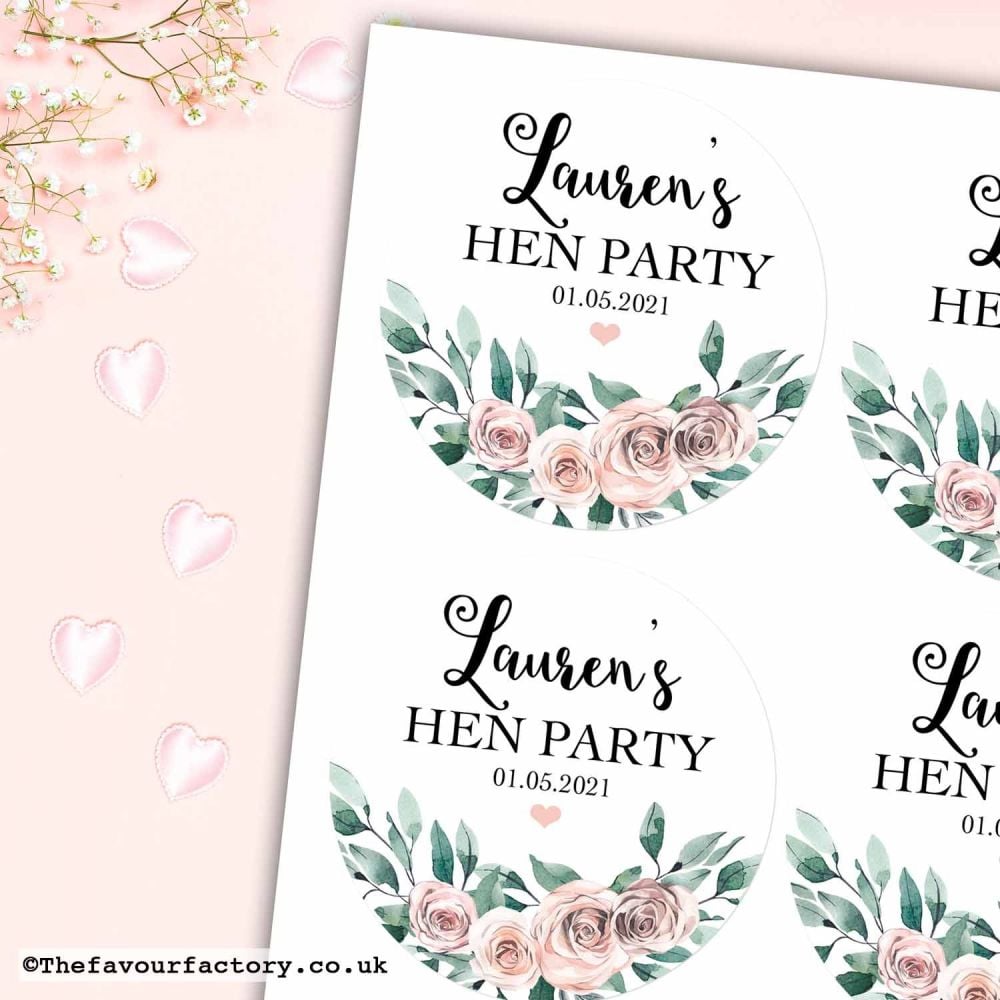 Boho Floral Bouquet Hen Party Bag Stickers