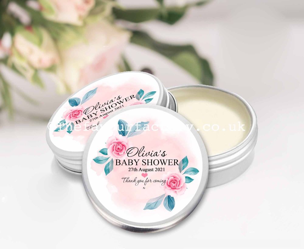 Pink Roses Baby Shower Lip Balm Favours x1