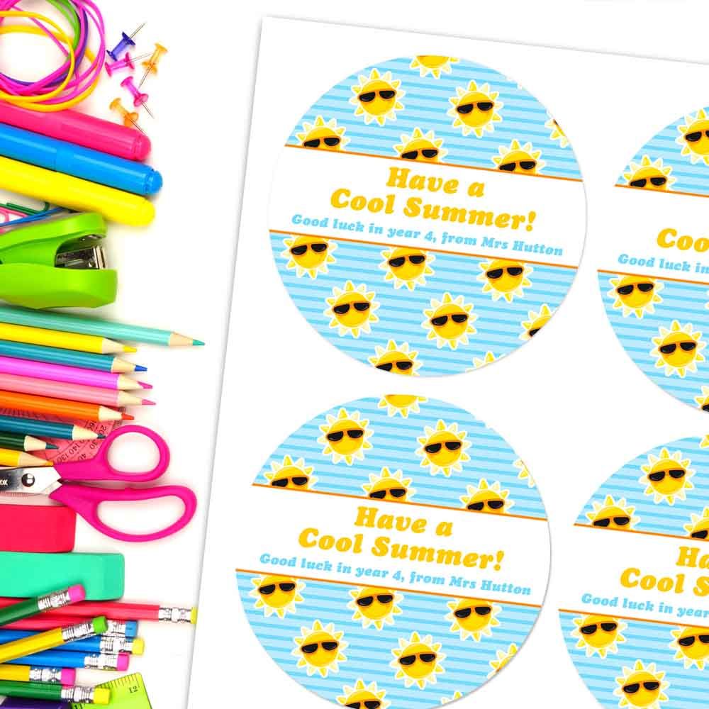 Teacher To Class Stickers End Of School Gift Labels Sun In Shades