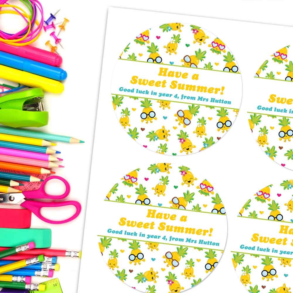 Teacher To Class Stickers End Of School Gift Labels Pineapples