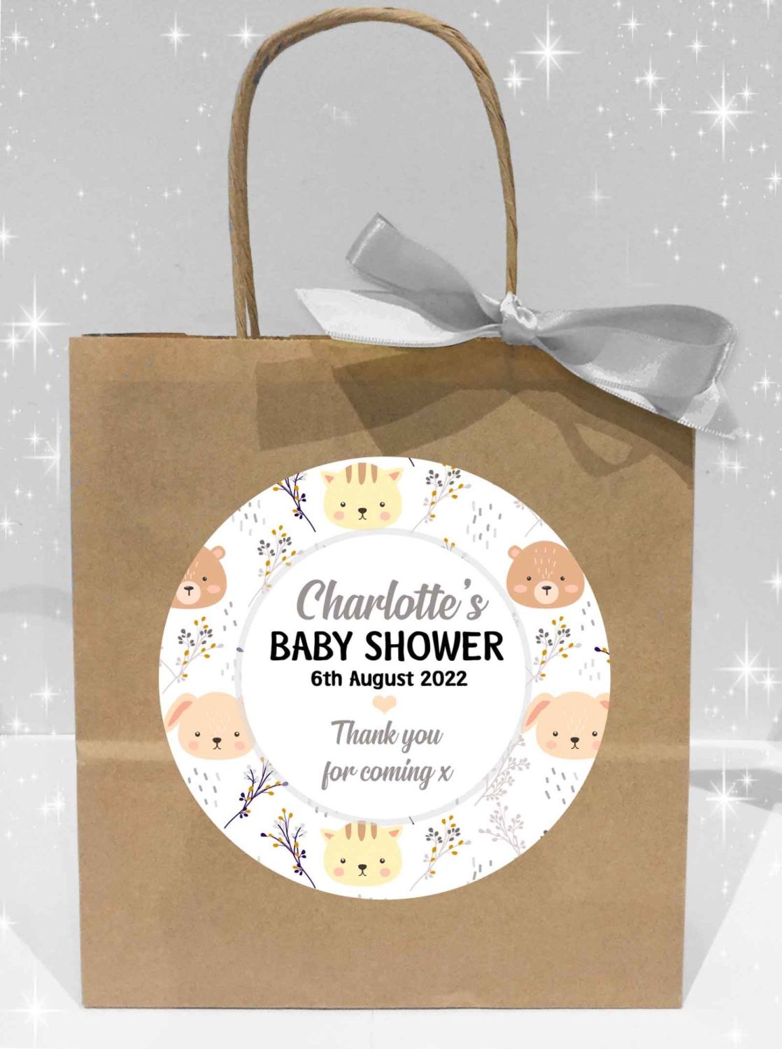 Animal Faces Baby Shower Party Bags x1