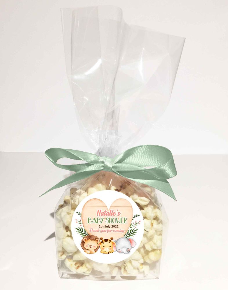 Safari Animals Wooden Heart Popcorn Bags Kits x1