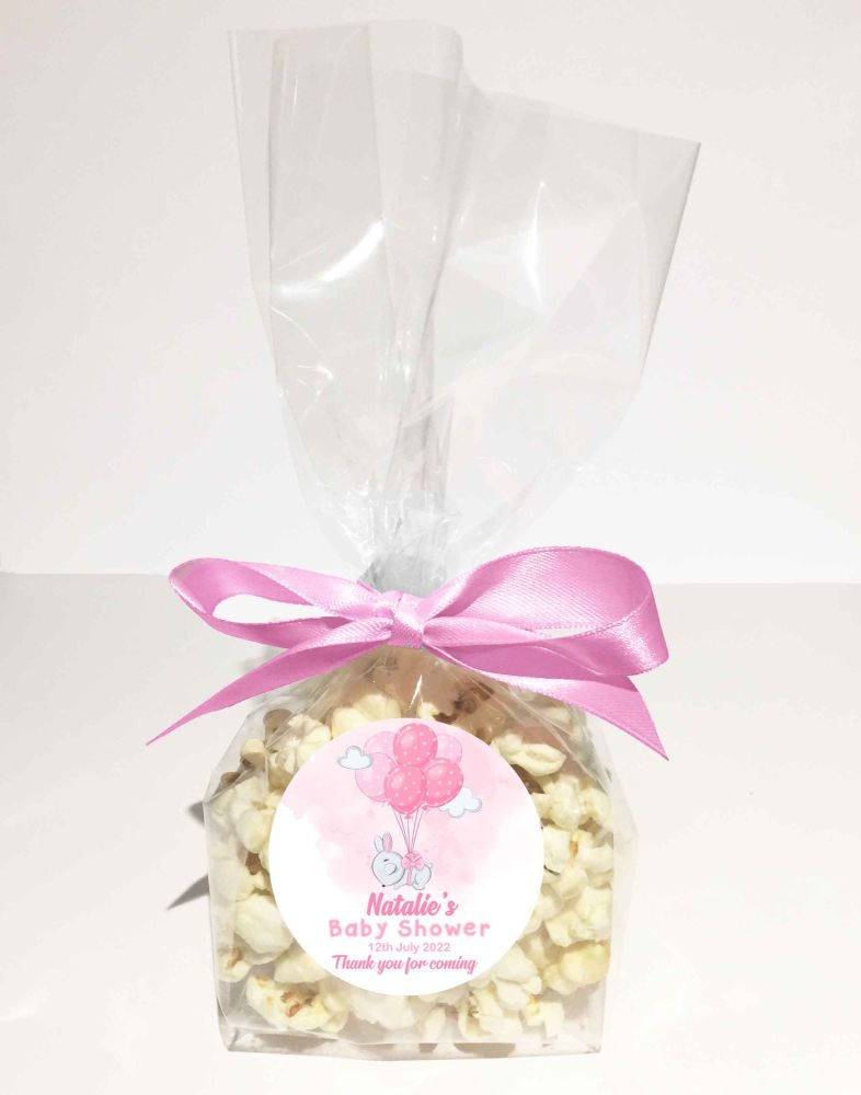 Pink Baby Bunny With Balloons Popcorn Bags Kits x1