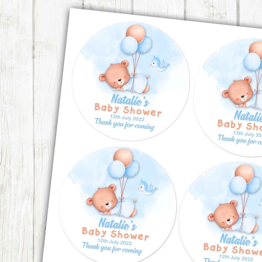 Personalize Sticker Baby Party  Bear Themed Party Baby Shower