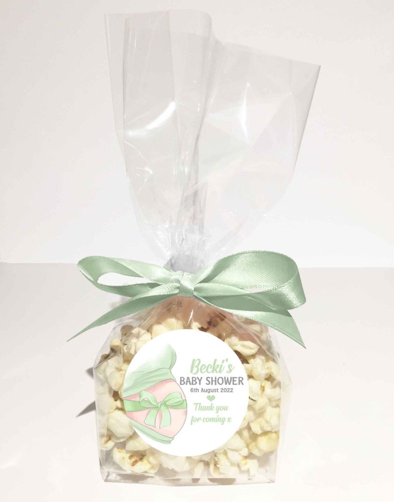Mummy To Be Green Belly Bow Popcorn Bags Kits x1