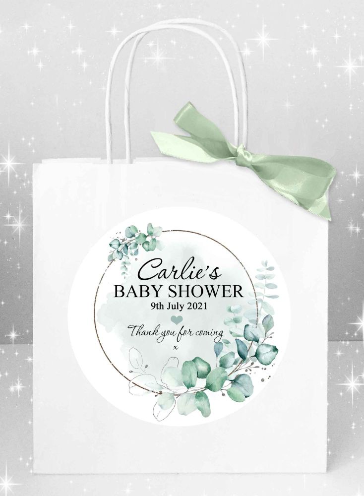 Eucalyptus Silver Frame Baby Shower Party Bags x1