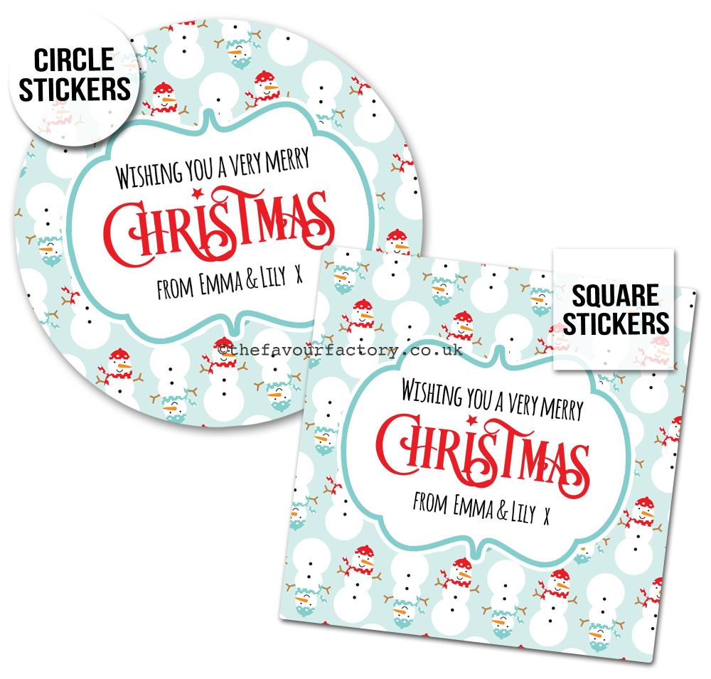 Christmas Stickers Gift Tag Labels Cosy Snowmen A4 Sheet x1