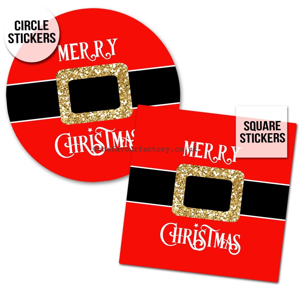 Christmas Stickers Gift Tag Labels Santa Belt A4 Sheet x1