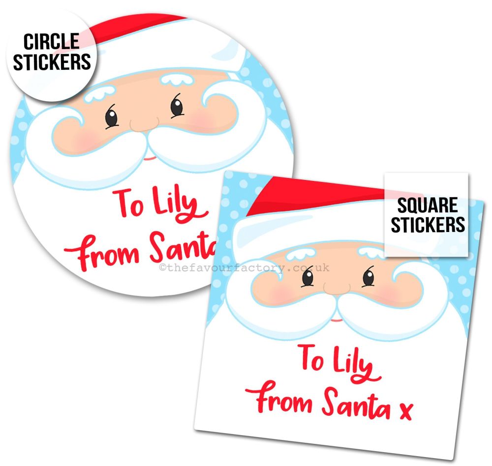 Christmas Stickers Gift Tag Labels Santa Face A4 Sheet x1
