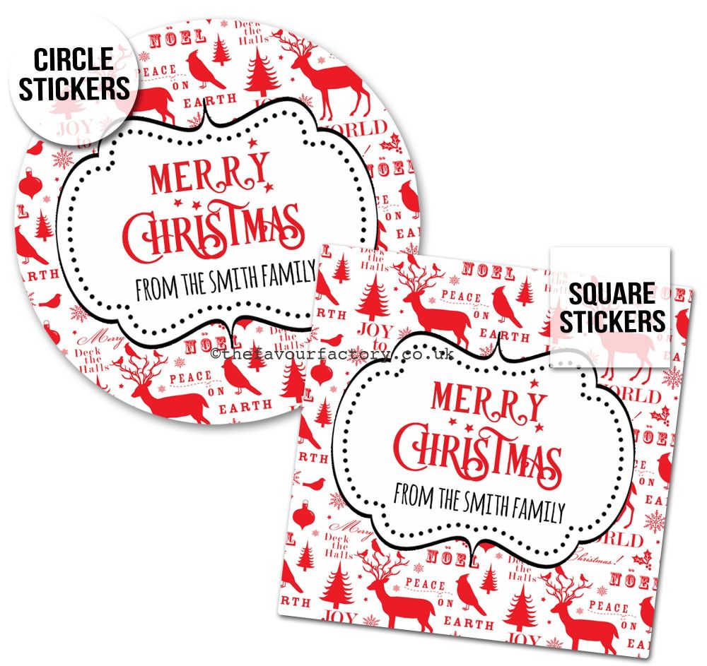 Christmas Stickers Gift Tag Labels Red Noel A4 Sheet x1
