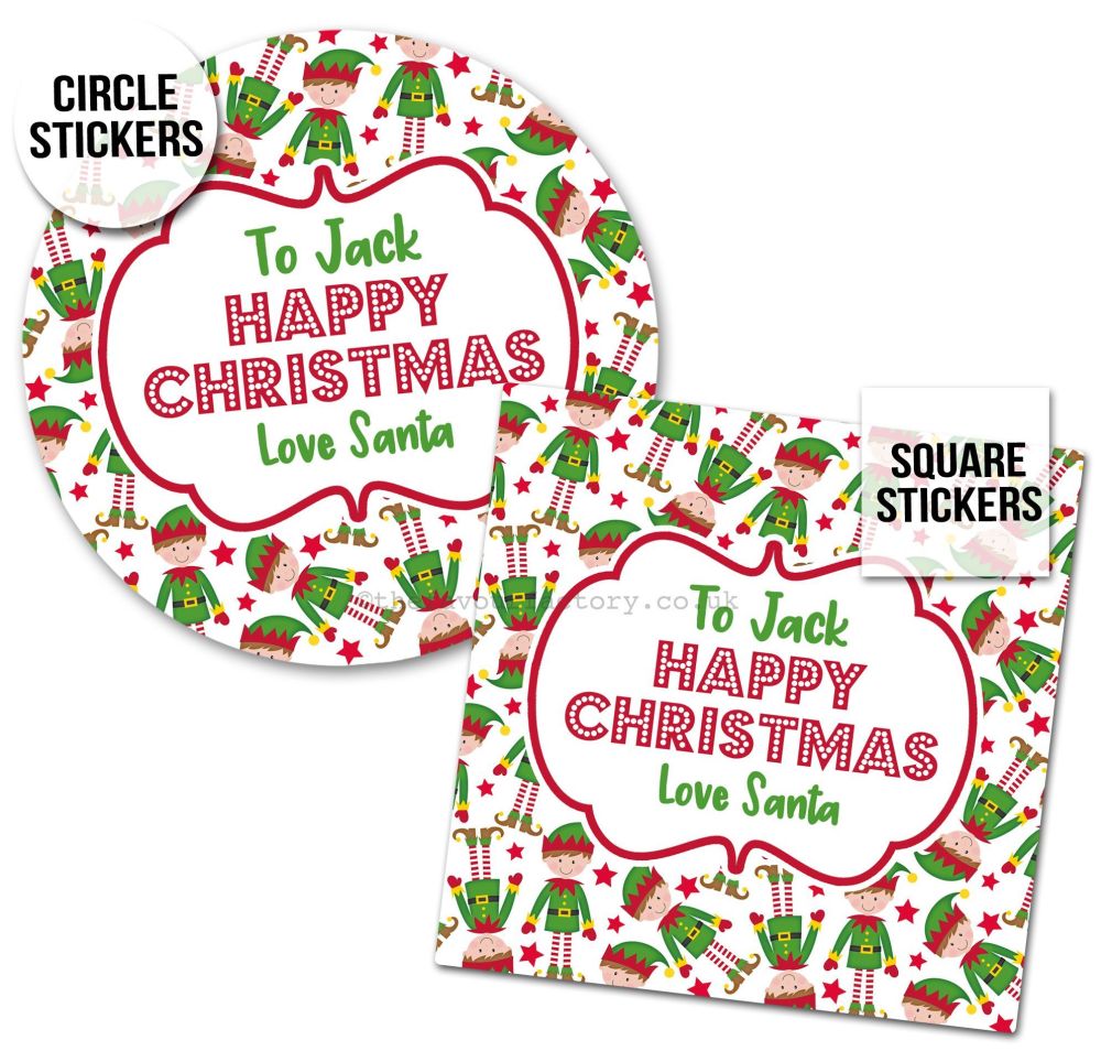 Christmas Stickers Gift Tag Labels Little Elf A4 Sheet x1