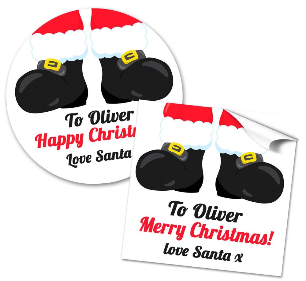 Christmas Stickers Gift Tag Labels Santa Boots A4 Sheet x1
