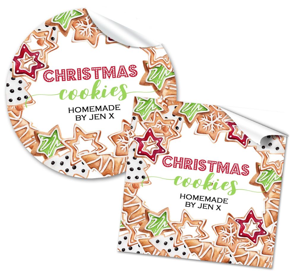 Christmas Stickers Gift Tag Labels Cookies A4 Sheet x1