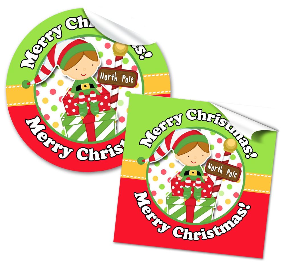 Christmas Stickers Gift Tag Labels Elf North Pole A4 Sheet x1